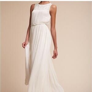 BHLDN Anthropologie Ivory Jayne Bridal Wedding Lace Maxi Dress 8 Romantics